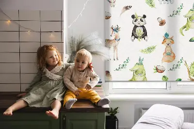 Fensterrollo mit Motiv von Tieren und Pflanzen