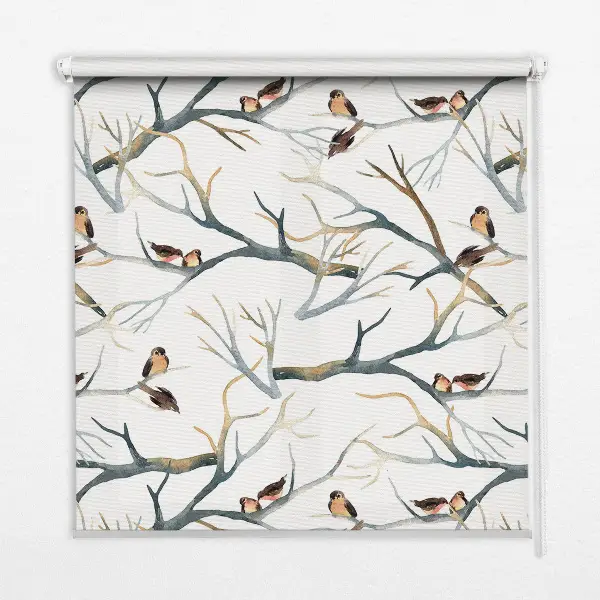 Rollo Fenster mit Motiv Vögel auf einem Baum