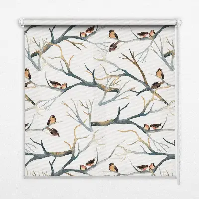 Rollo Fenster mit Motiv Vögel auf einem Baum