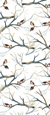 Rollo Fenster mit Motiv Vögel auf einem Baum