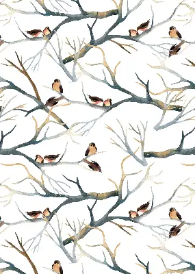 Rollo Fenster mit Motiv Vögel auf einem Baum
