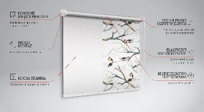 Rollo Fenster mit Motiv Vögel auf einem Baum