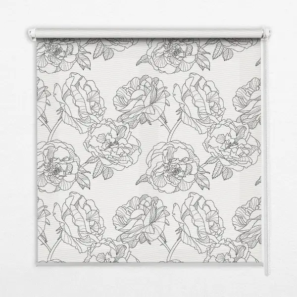 Fensterrollo mit Motiv gezeichnete Rosen