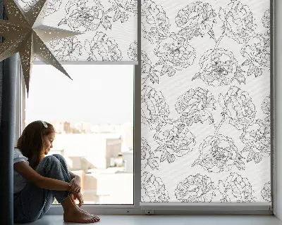 Fensterrollo mit Motiv gezeichnete Rosen