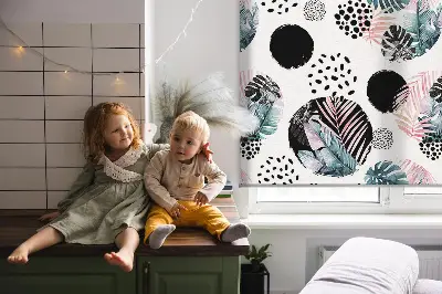 Rollo mit Motiv Kreise und Blätter