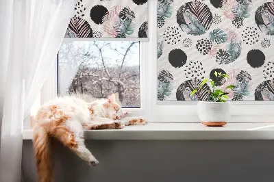 Rollo mit Motiv Kreise und Blätter