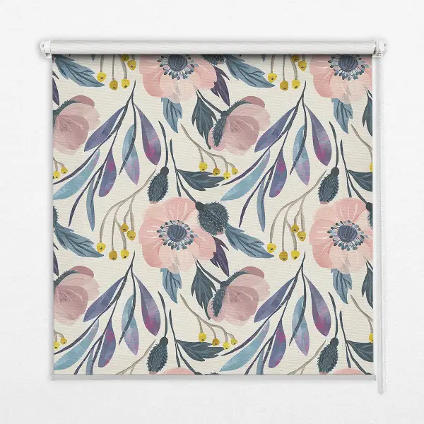 Fensterrollo mit Mohnblumenmotiv