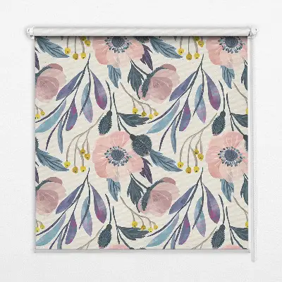 Fensterrollo mit Mohnblumenmotiv