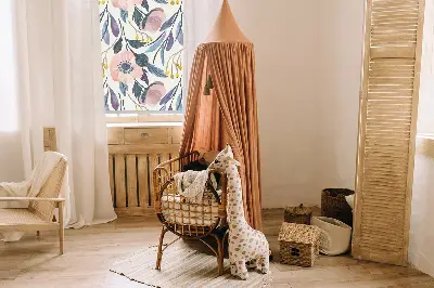 Fensterrollo mit Mohnblumenmotiv