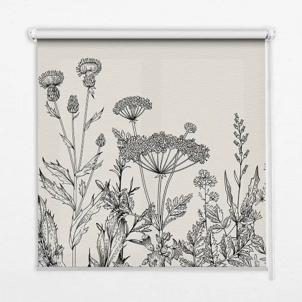 Rollo mit grauem Blumenmuster für Fenster