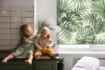 Fensterrollo mit Motiv verschiedener Blätter