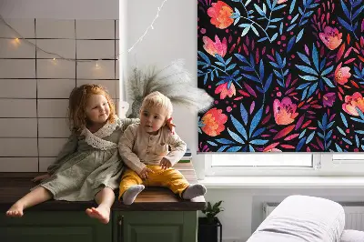 Fensterrollo für den Innenbereich mit Mohnblumenmotiv