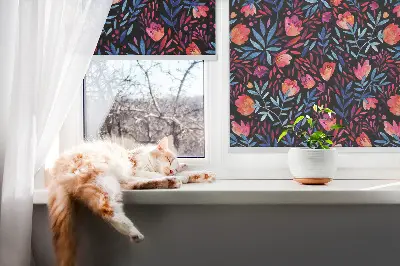 Fensterrollo für den Innenbereich mit Mohnblumenmotiv