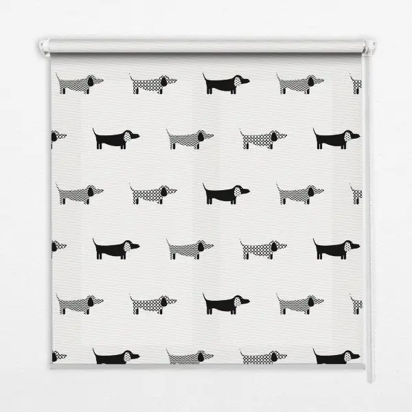Fensterrollo für den Innenbereich mit Motiv gezeichnete Hunde