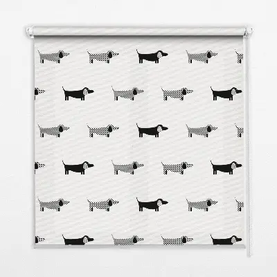 Fensterrollo für den Innenbereich mit Motiv gezeichnete Hunde