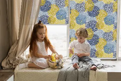 Fensterrollo mit Motiv bemalte Pflanzen