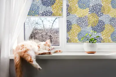 Fensterrollo mit Motiv bemalte Pflanzen