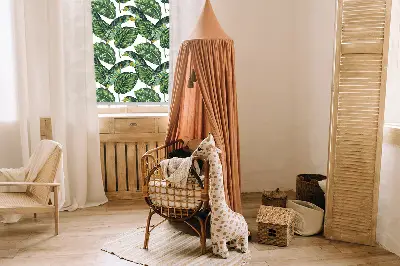 Fensterrollo mit Motiv exotischer Blätter