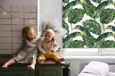 Fensterrollo mit Motiv exotischer Blätter
