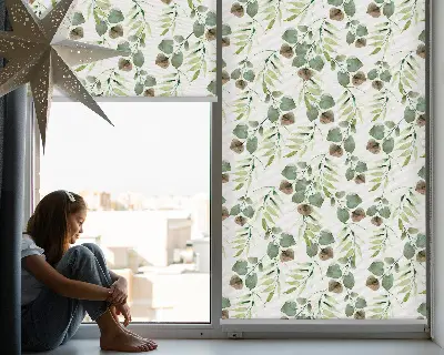 Fensterrollo für den Innenbereich mit Motiv grüner Blätter