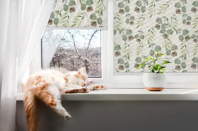 Fensterrollo für den Innenbereich mit Motiv grüner Blätter