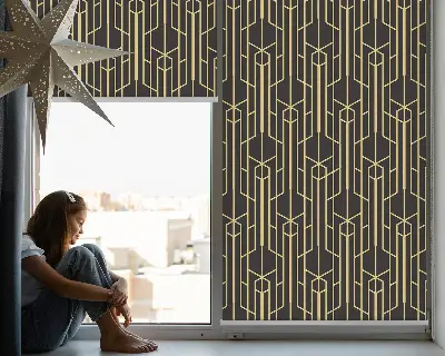 Fensterrollo mit gelbem Muster