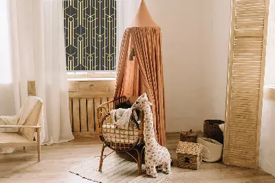 Fensterrollo mit gelbem Muster