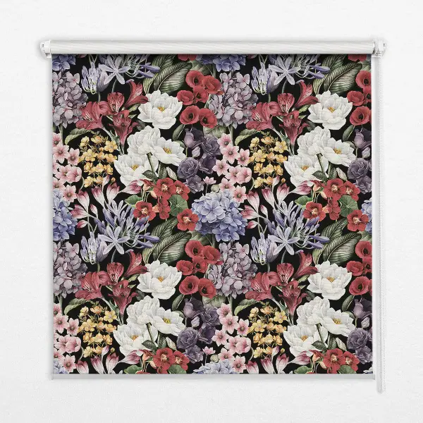 Fensterrollo für den Innenbereich mit buntem Blumenmuster