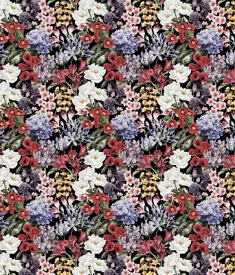 Fensterrollo für den Innenbereich mit buntem Blumenmuster