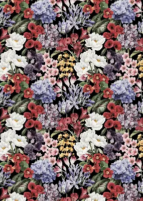 Fensterrollo für den Innenbereich mit buntem Blumenmuster