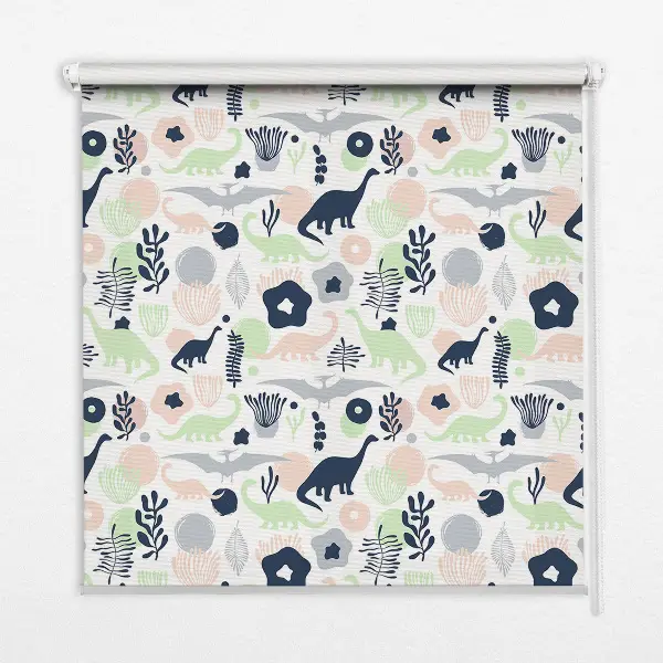 Fensterrollo mit buntem Dinosaurier-Motiv