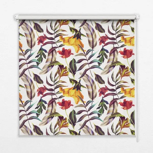 Fensterrollo für den Innenbereich mit bunten Blumenmustern