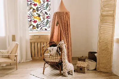 Fensterrollo für den Innenbereich mit bunten Blumenmustern