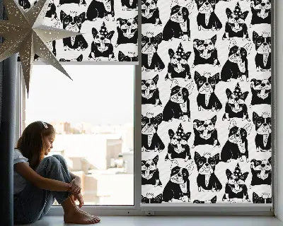 Fensterrollo mit Motiv von gezeichneten Hunden