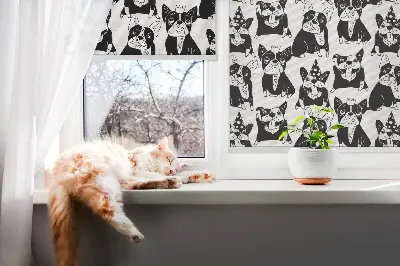 Fensterrollo mit Motiv von gezeichneten Hunden