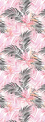 Fensterrollo innen mit Motiv von rosa und schwarzen Blättern