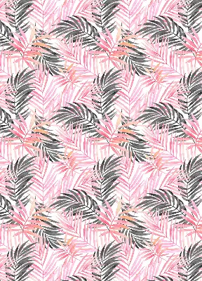 Fensterrollo innen mit Motiv von rosa und schwarzen Blättern