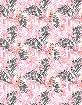 Fensterrollo innen mit Motiv von rosa und schwarzen Blättern