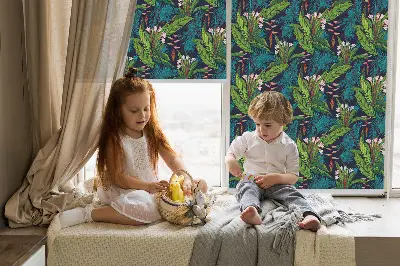 Rollo für Fenster mit exotischem Pflanzenmotiv