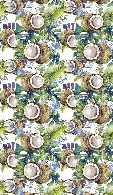 Fensterrollo mit Motiv von Kokosnüssen und ihren Blättern