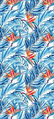 Fensterrollo für den Innenbereich mit blauem Blättermotiv