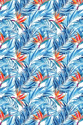 Fensterrollo für den Innenbereich mit blauem Blättermotiv