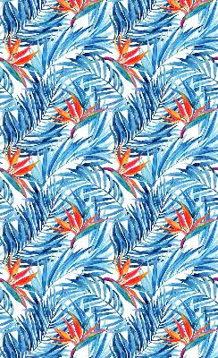 Fensterrollo für den Innenbereich mit blauem Blättermotiv