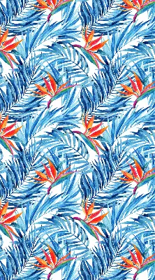 Fensterrollo für den Innenbereich mit blauem Blättermotiv