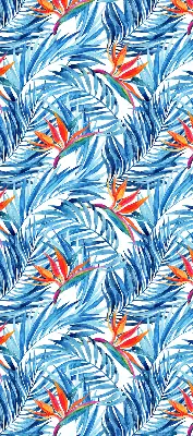 Fensterrollo für den Innenbereich mit blauem Blättermotiv