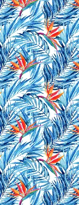 Fensterrollo für den Innenbereich mit blauem Blättermotiv