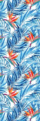 Fensterrollo für den Innenbereich mit blauem Blättermotiv
