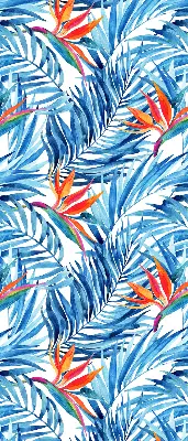 Fensterrollo für den Innenbereich mit blauem Blättermotiv