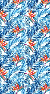 Fensterrollo für den Innenbereich mit blauem Blättermotiv