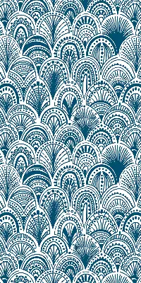 Fensterrollo mit blauem Muster